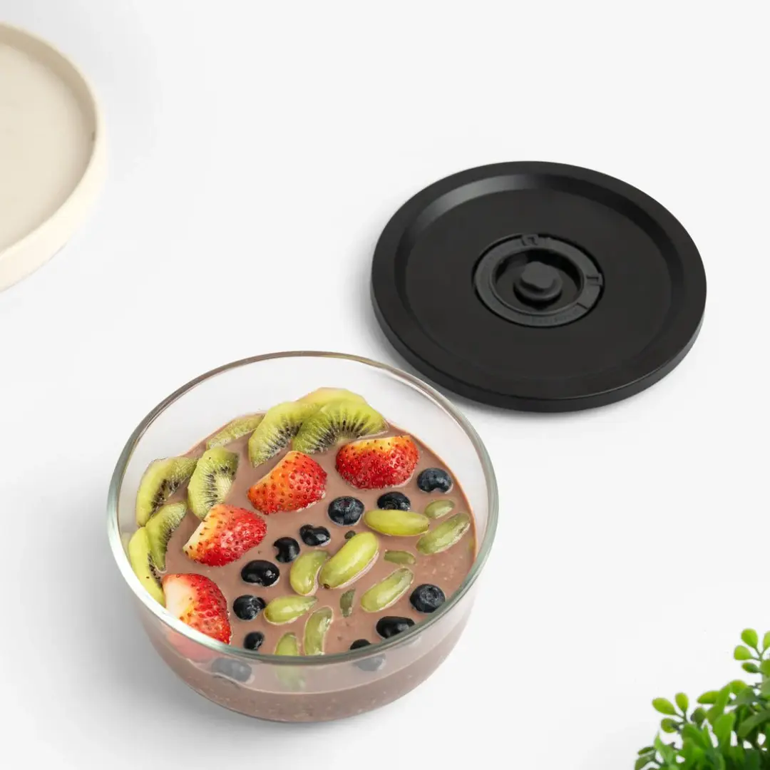 Round Vacuum Glass Storage Container with Date Tracker Lid(850ml) 1