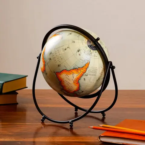 Vintage World Globe with Metal Stand