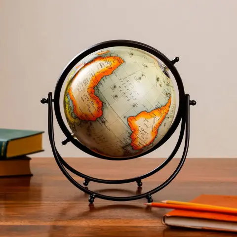 Vintage World Globe with Metal Stand