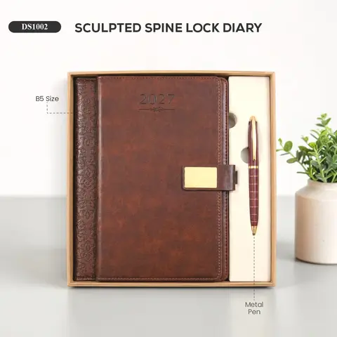 Sculpted Spine Lock Diary