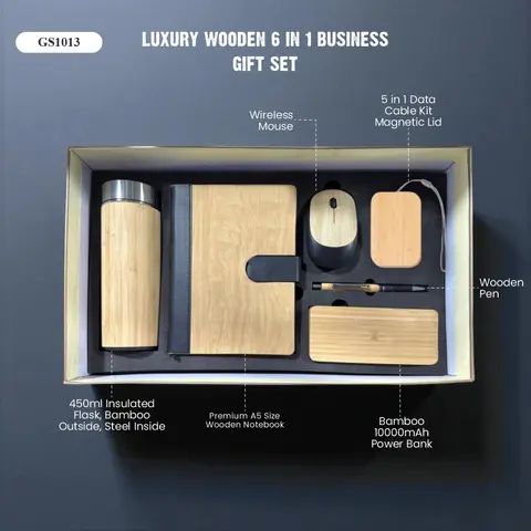 Luxury Wooden 6 in 1 Business Gift Set