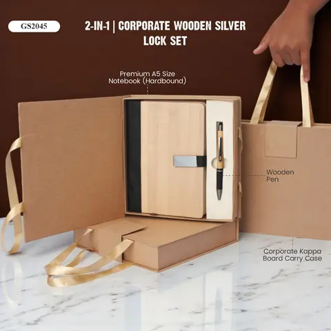 2-in-1 | Corporate Wooden Silver Lock Set
