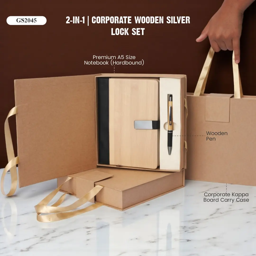 2-in-1 | Corporate Wooden Silver Lock Set 1