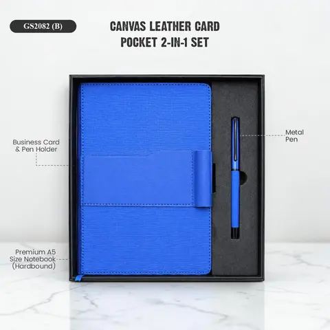 CANVAS LEATHER CARD POCKET 2- IN-1 SET