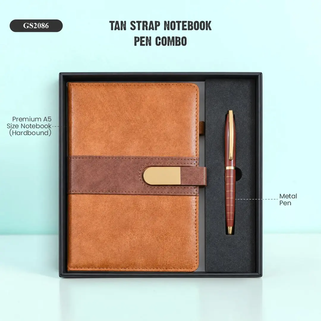 TAN STRAP NOTEBOOK PEN COMBO 1