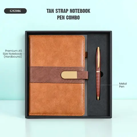 TAN STRAP NOTEBOOK PEN COMBO