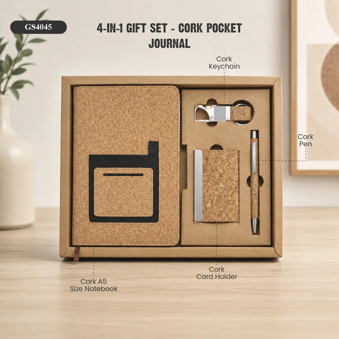 4 in 1 Gift Set - Cork Pocket Journal 1
