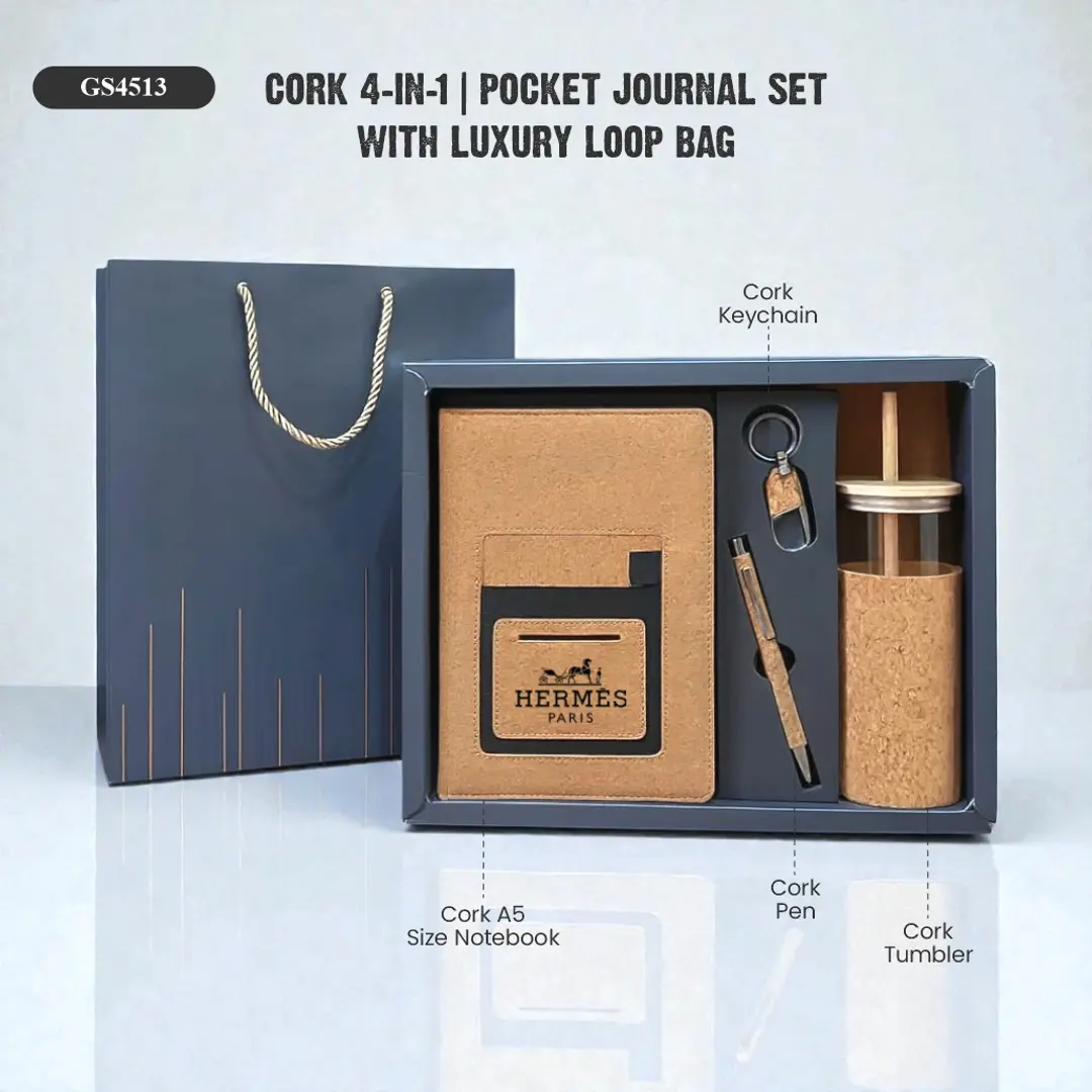 Cork 4 in 1 | Pocket Journal Set With Luxury Loop Bag 1