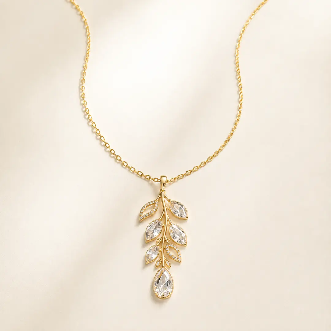 Aurora Leaf Pendant Necklace 1