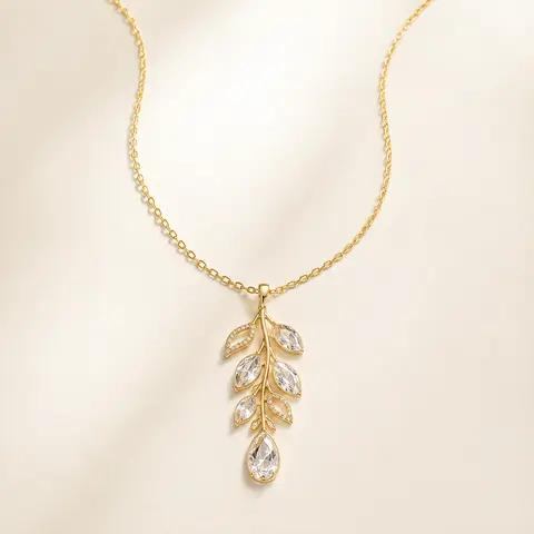 Aurora Leaf Pendant Necklace